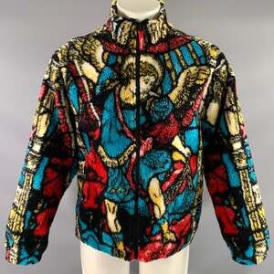SUPREME SS2021 Black Floral Acrylic & Polyester Sherpa Fleece Coat Size M